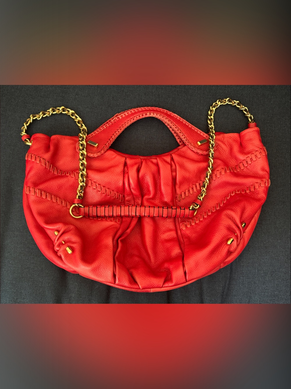 OR by orYANY Red Leather Bag with Gold Hardware